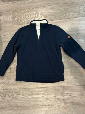 Orvis Navy Half-Zip Sherpa Collar Pullover Sweatshirt
